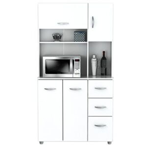 Inval America 4 Door Microwave Storage Cabinet, 15.35 x 35.04 x 66.14, White