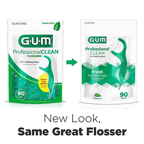 GUM Professional Clean Flossers, Fresh Mint, 90 Ct (Pack of 3)