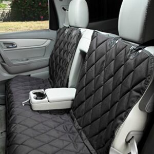 4Knines Dog Seat Cover Without Hammock for Fold Down Rear Bench Seat 60/40 Split and Middle Seat Belt Capable - Heavy Duty - Black Regular - Fits Most Cars, SUVs, and Small Trucks - USA Based Company