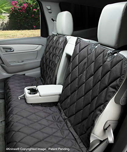 4Knines Dog Seat Cover Without Hammock for Fold Down Rear Bench Seat 60/40 Split and Middle Seat Belt Capable - Heavy Duty - Black Regular - Fits Most Cars, SUVs, and Small Trucks - USA Based Company