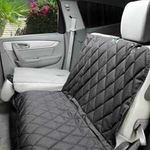 4Knines Dog Seat Cover Without Hammock for Fold Down Rear Bench Seat 60/40 Split and Middle Seat Belt Capable - Heavy Duty - Black Regular - Fits Most Cars, SUVs, and Small Trucks - USA Based Company