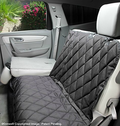 4Knines Dog Seat Cover Without Hammock for Fold Down Rear Bench Seat 60/40 Split and Middle Seat Belt Capable - Heavy Duty - Black Regular - Fits Most Cars, SUVs, and Small Trucks - USA Based Company