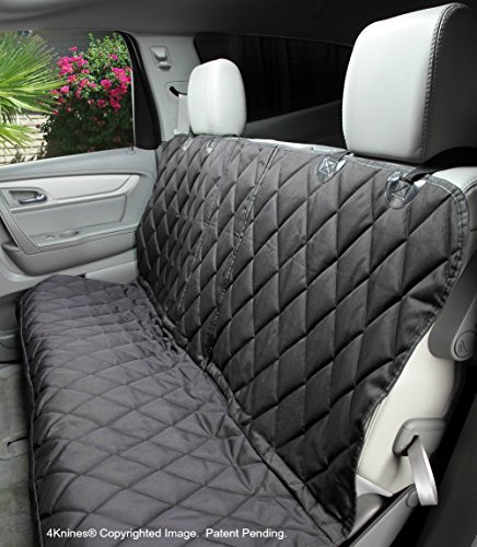 4Knines Dog Seat Cover Without Hammock for Fold Down Rear Bench Seat 60/40 Split and Middle Seat Belt Capable - Heavy Duty - Black Regular - Fits Most Cars, SUVs, and Small Trucks - USA Based Company