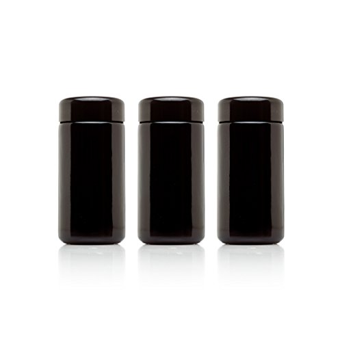 Infinity Jars 100 ml (3.3 fl oz) 3-Pack Tall Black Ultraviolet Refillable Empty Glass Screw Top Jar