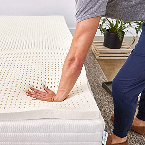 Pure Green Natural Latex Mattress Topper - Medium Firmness - 3 Inch - Queen Size (GOLS Certified Organic)