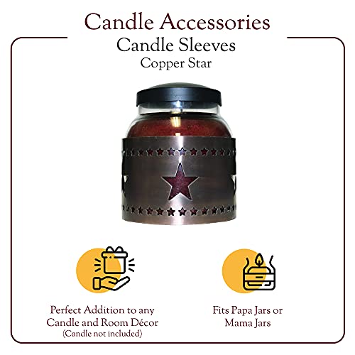 A Cheerful Giver Metal Candle Sleeve - 5" Copper Star Candle Sleeve Fits Keepers of the Light Papa or Mama Jar Candles - Rustic Candle Accessories