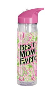 spoontiques best mom ever flip top bottle, pink