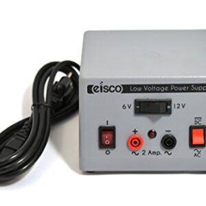 Eisco Labs Low Voltage Power Supply, AC/DC Switchable, 6V or 12V at 2 Amp Output - Banana Plug Terminals (110V Input)