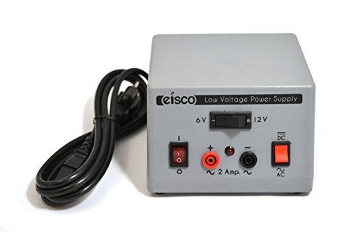 Eisco Labs Low Voltage Power Supply, AC/DC Switchable, 6V or 12V at 2 Amp Output - Banana Plug Terminals (110V Input)