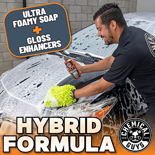 Chemical Guys CWS_808_16 Hybrid Foaming High Gloss Car Wash Soap (Works with Foam Cannons, Foam Guns or Bucket Washes) Safe for Cars, Trucks, Motorcycles, RVs & More, 16 fl oz, Orange Scent