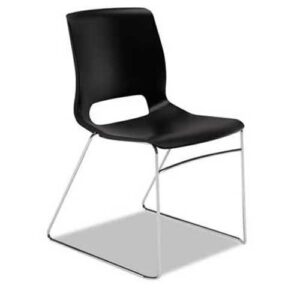 hon ms101on motivate seating high-density stacking chair, onyx/chrome, 4/carton