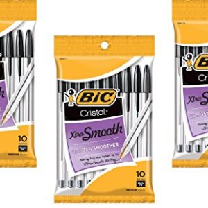 Bic Cristal Stic Medium Ball Pen, Black 10 ea ( Pack of 3)