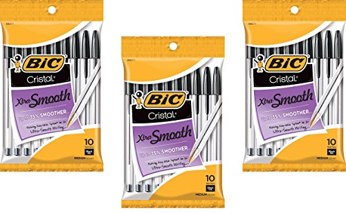 Bic Cristal Stic Medium Ball Pen, Black 10 ea ( Pack of 3)