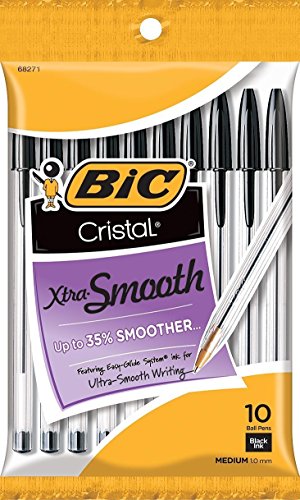 Bic Cristal Stic Medium Ball Pen, Black 10 ea ( Pack of 3)