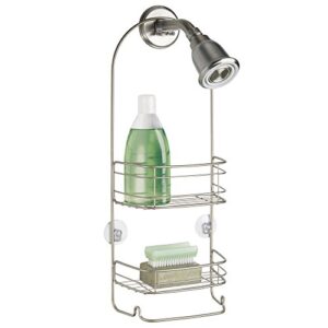 iDesign 58655 Rondo Metal Wire Hanging Shower Caddy, Baskets and Towel Bar for Shampoo, Conditioner, and Soap with Hooks for Razors, Towels, and More, 8.75" x 4" x 21" - Satin Silver