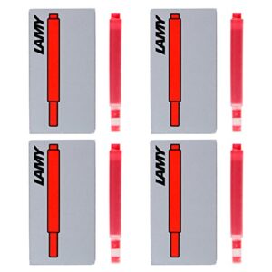 lamy fountain pen ink cartridges, red ink, pack of 20 (lt10rd)