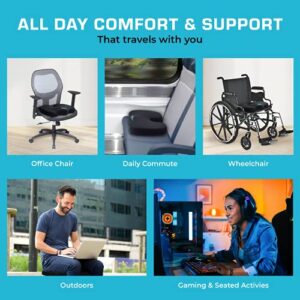 Xtreme Comforts Seat Cushion, Office Chair Cushions - Pack of 1 Padded Foam Cushion w/Handle for Desk, Wheelchair & Car Use - Back Support Pillow for Chair