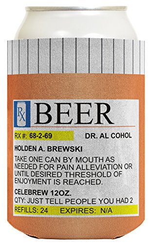 Funny Can Coolie Prescription Rx Pill Bottle Coolie 2 Pack Can Drink Cooler Coolie Multi
