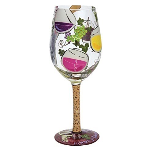 Designs by Lolita “My Therapy” Hand-painted Artisan Wine Glass, 15 oz.