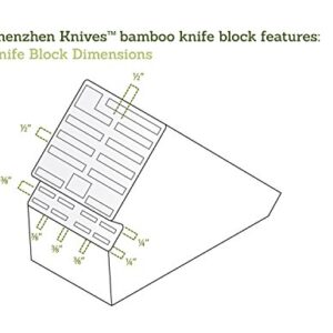 20 Slot Universal Knife Block: Shenzhen Knives Large Bamboo Wood Knife Block without Knives - Countertop Butcher Block Knife Holder and Organizer with Wide Slots for Easy Kitchen Knife Storage