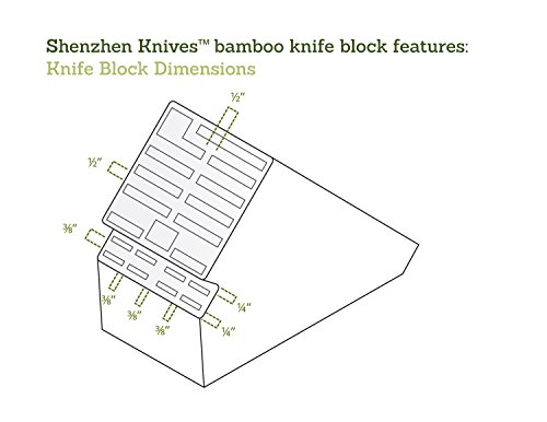 20 Slot Universal Knife Block: Shenzhen Knives Large Bamboo Wood Knife Block without Knives - Countertop Butcher Block Knife Holder and Organizer with Wide Slots for Easy Kitchen Knife Storage