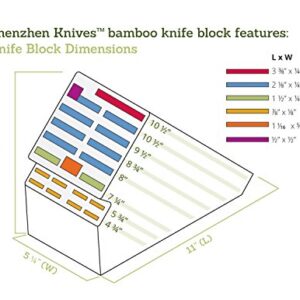 20 Slot Universal Knife Block: Shenzhen Knives Large Bamboo Wood Knife Block without Knives - Countertop Butcher Block Knife Holder and Organizer with Wide Slots for Easy Kitchen Knife Storage