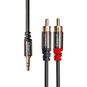 3.5mm to rca cable, gearit pro series 35 feet premium gold plated 3.5mm to rca audio stereo cable for headphones, home system, car stereo, ipods, iphones, mp3 players and more - black
