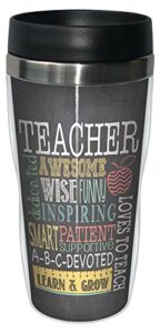 tree-free greetings jo moulton awesome teacher travel mug, stainless lined coffee tumbler, 16-ounce - gift for teacher appreciation week