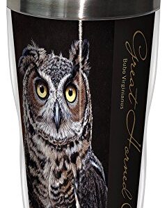 Great Horned Owl Travel Mug, Stainless Lined Coffee Tumbler, 16-Ounce - Jeremy Paul - Gift for Bird and Owl Lovers - Tree-Free Greetings