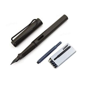lamy safari fountain pen (17f) umber + 5 black ink cartridges (1203886)