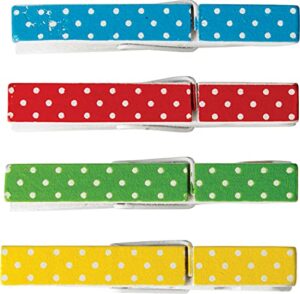teacher created resources 20671 polka dots clothespins clothes pin, 0.6" x 0.3" x 2.9", multi, 20 per pack