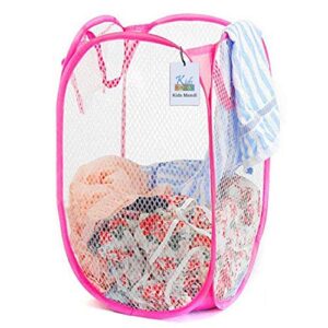 5 pcs foldable pop up laundry bag basket (fine mesh-random color)