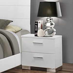 Coaster Home Furnishings Felicity 2-Drawer Nightstand Glossy White