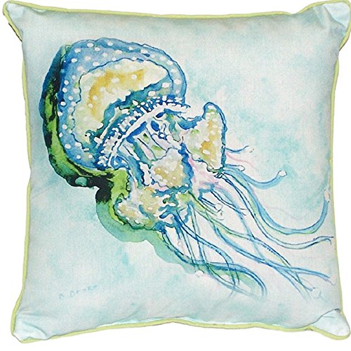 Betsy Drake Jelly Fish Indoor/Outdoor Pillow, 18" x 18"