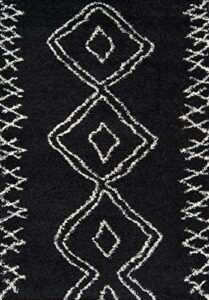 momeni rugs maya collection, ultra thick pile shag area rug, 5'3" x 7'6", black