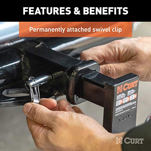 CURT 21561 Swivel Trailer Hitch Pin, 1/2-Inch Diameter with 5/8-Inch Adapter, Fits 1-1/4 or 2-Inch Receiver, Clear ZINC