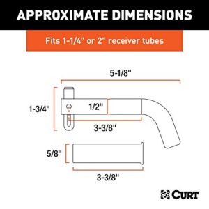 CURT 21561 Swivel Trailer Hitch Pin, 1/2-Inch Diameter with 5/8-Inch Adapter, Fits 1-1/4 or 2-Inch Receiver, Clear ZINC