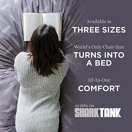CordaRoy's Chenille Bean Bag Chair, Convertible Chair Folds from Bean Bag to Bed, As Seen on Shark Tank, Charcoal - Full Size