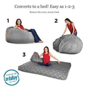 CordaRoy's Chenille Bean Bag Chair, Convertible Chair Folds from Bean Bag to Bed, As Seen on Shark Tank, Charcoal - Full Size