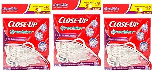 Close-Up Precision Floss Picks 60 Ct, Pack of 3 (180 Flossers)