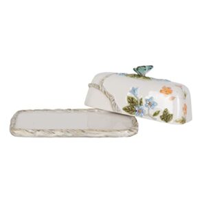 Fitz and Floyd Butterfly Fields Covered Butter Dish, 7.75 Inch,Blue