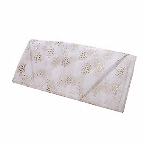 Falk Fabrics Nuganza Fabric with Snowflake, White/Gold