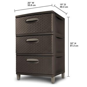 Sterilite 01986P01 3 Weave Drawer Unit, Espresso with Driftwood Handles and Legs, 1-Pack