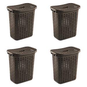 Sterilite 12766P04 Weave Laundry Hamper, Espresso, 4-Pack