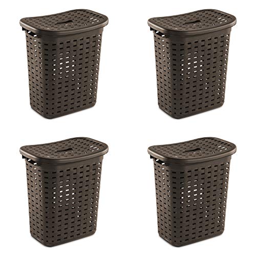 Sterilite 12766P04 Weave Laundry Hamper, Espresso, 4-Pack