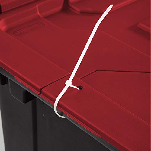 Sterilite 14619006 12 Gallon/45 Liter Hinged Lid Industrial Tote, Racer Red Lid w/ Black Base, 6-Pack