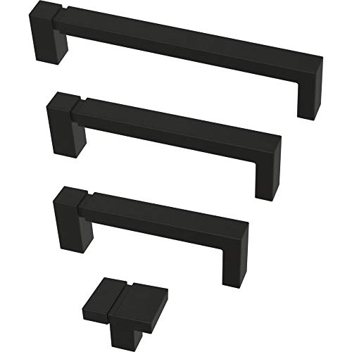 Franklin Brass P40823K-FB-C Asymmetric Notched Kitchen or Furniture Cabinet Hardware Drawer Handle Pull, 3-3/4-Inch (96mm), Flat Black, 10-Pack
