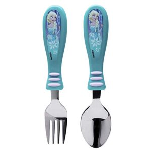 Zak Designs Frozen Dinnerware Melamine 3-Section Divided Plate and Utensil Made of Durable Material and Perfect for Kids, 3 Piece Set, Disney Frozen 3pc