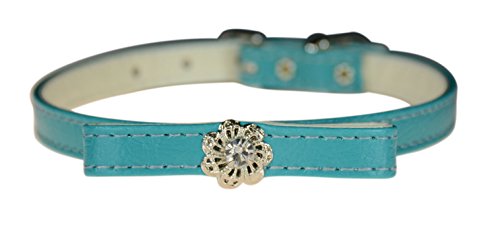 Evans Collars 3/8" Jeweled and Filigree Collar with Bow, Size 16, Vinyl, Turquoise