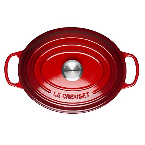 Le Creuset Enameled Dutch Oven Cast Iron Signature Oval Casserole, 40cm, 15.5 Qt, Cerise